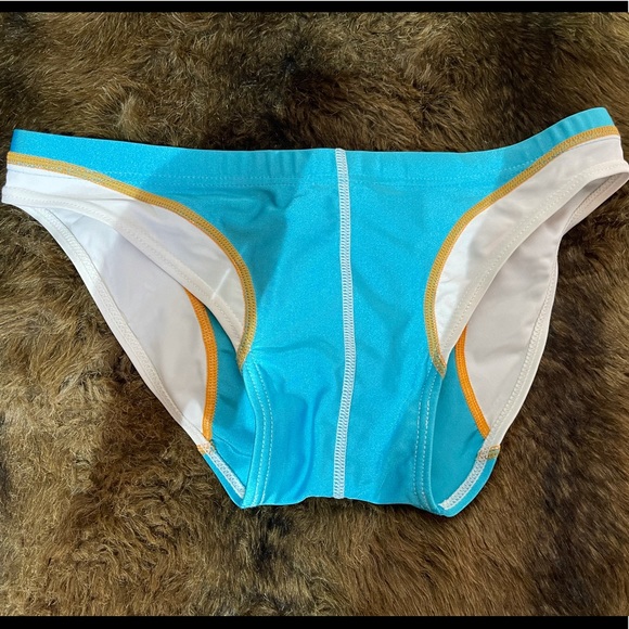 New Seobean bikini swim trunks Teal White & Gold - Picture 2 of 8